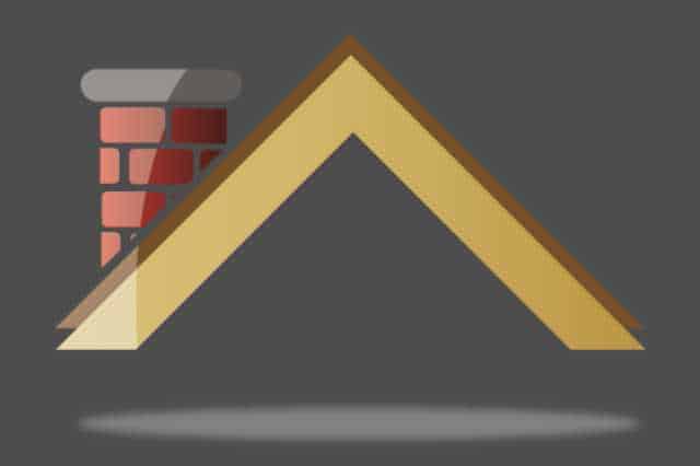Drawn image depicting a roof frame and chimney