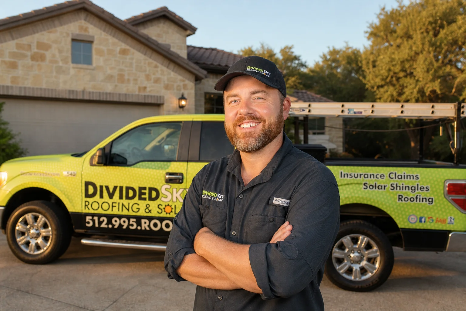 John Hardy, founder of Divided Sky, in front of the company truck