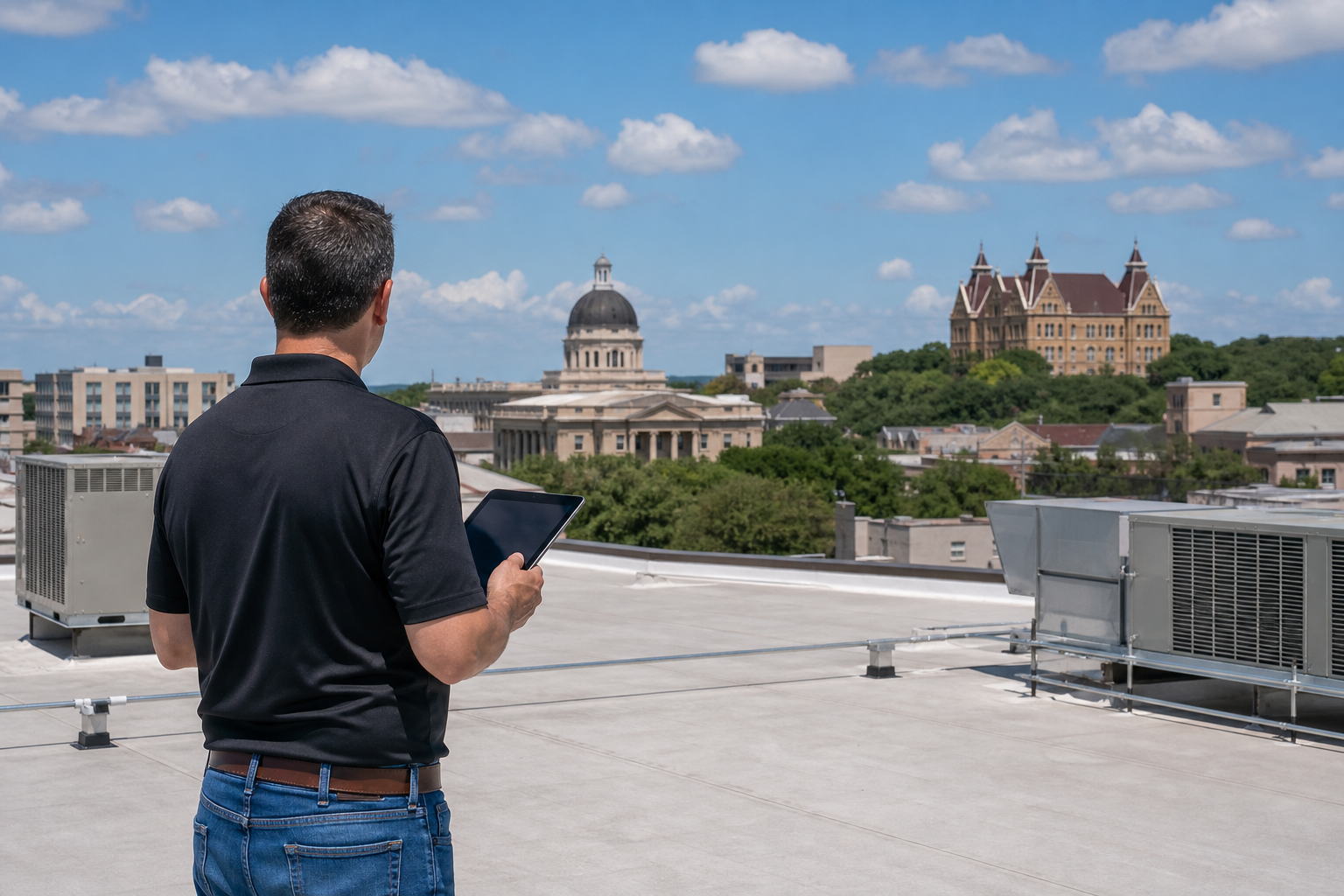 Commercial roof storm damage inspection