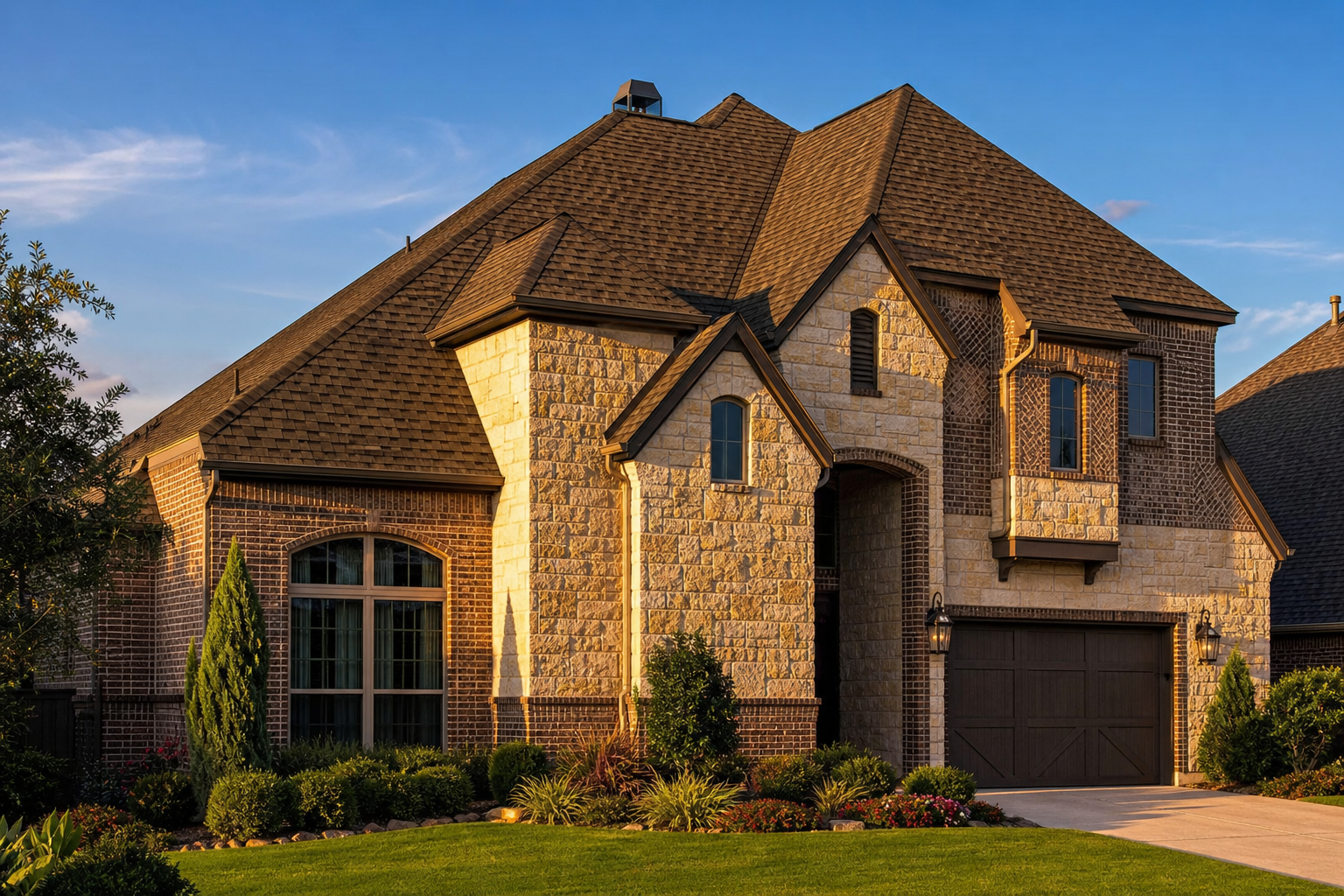 Architectural shingles on a home