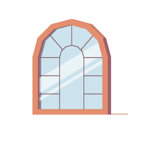 Illustration of an arched window