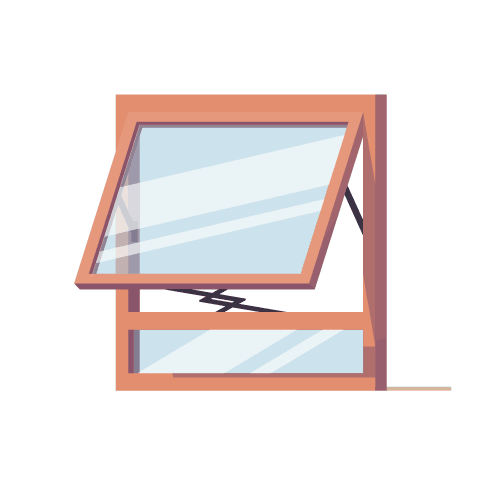 Illustration of an awning window