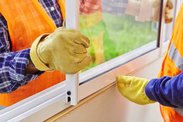 Construction Workers finishing a window replacement in San Marcos TX