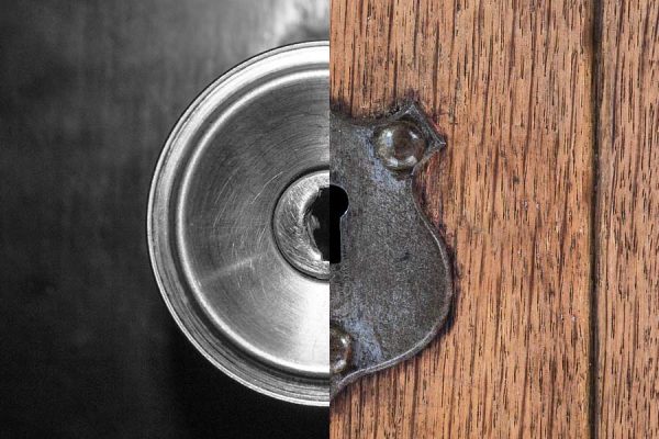 Steel and Wood doors contrasted against each other