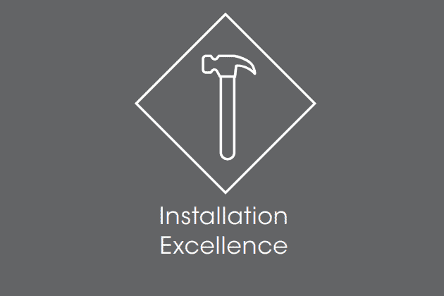 Icon of a hammer with the text "Installation Excellence"