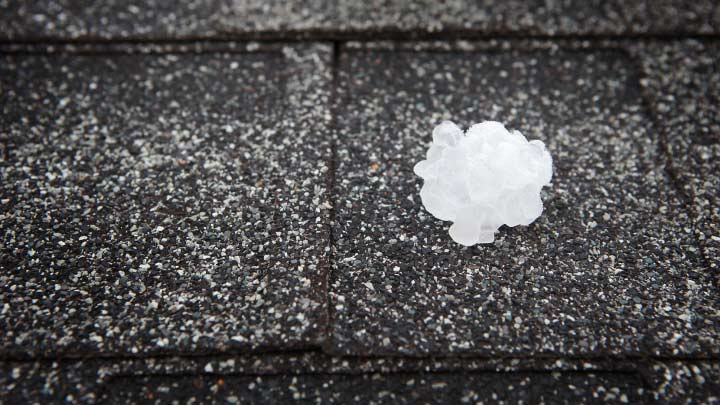 hail stone on a roof top